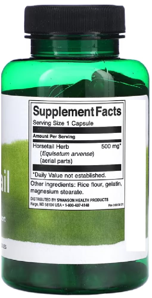 [Australia] - Swanson - Horsetail 500 mg | Hair, Skin and Nail Support - 90 Capsules 