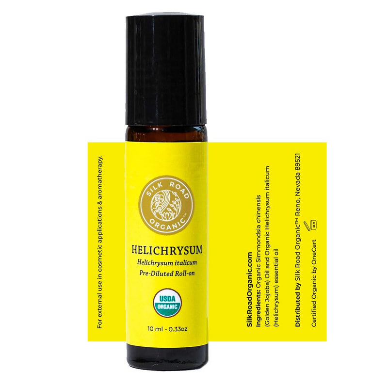 [Australia] - Silk Road Organic Helichrysum Italicum Essential Oil Roll On, 100% Pure USDA Certified Aromatherapy for Skin Vitality & Anti-Aging - 10 ml Roller - Always Pure, Always Organic Helichrysum roll on 