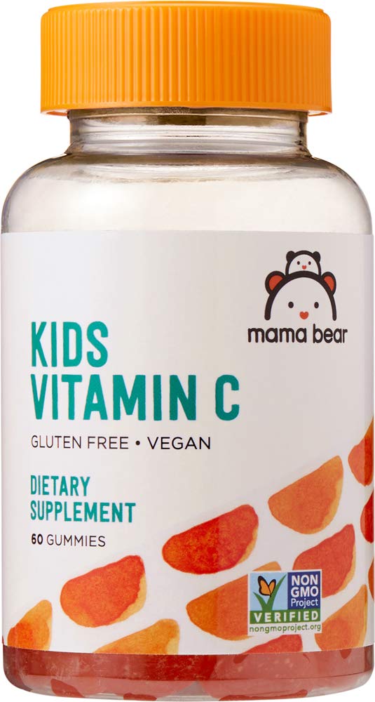 Amazon Brand - Mama Bear Vegan Probiotic, 60 Gummies, 1 Billion CFU per Gummy & Mama Bear Vegan Kids Vitamin C, 60 Gummies, 125 mg Vitamin C per Gummy