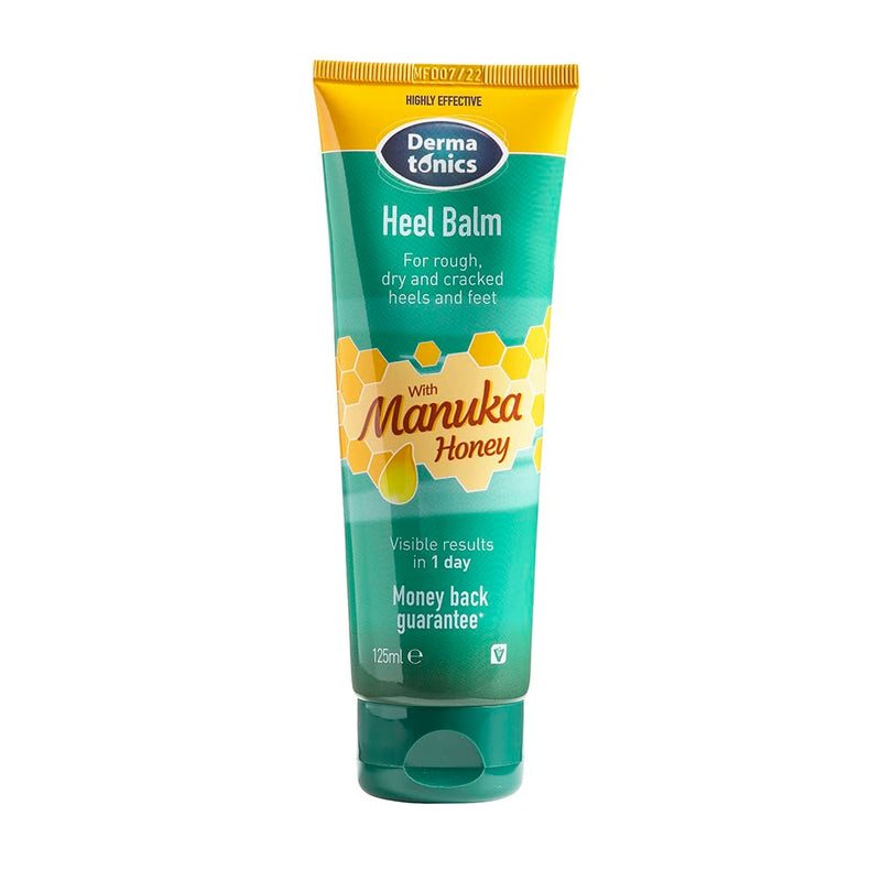 Dermatonics Manuka Honey Heel Balm for Cracked Heels, 125ml | Visible results in just 1 day, fast-acting foot cream, nourishing formula for very dry, cracked skin, suitable for diabetics 4.23 Fl Oz (Pack of 1)