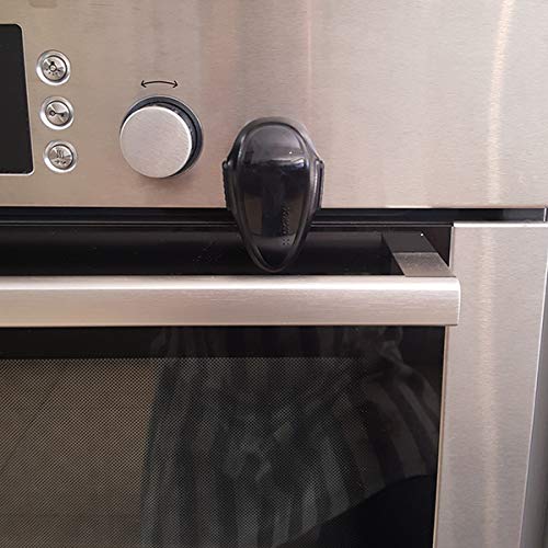 [Australia] - Oven Door Lock Child Safety, Heat-Resistant Easy to Install, Childproof Oven Locks for Toddlers, no Screws or Drills swivel mechanism rotation (Black) Oval Black 