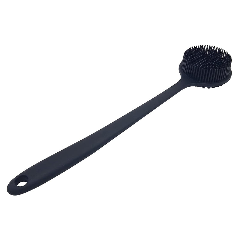 [Australia] - DNC Back Scrubber for Shower Soft Silicone Bath Body Brush with Long Handle (Black) Black 