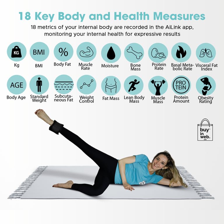 [Australia] - BUY IN WEB USA Smart Scale for Body Weight and Fat, Electronic Body Composition Monitor, 18 Analysis Applications, Supports up to 400 lbs 