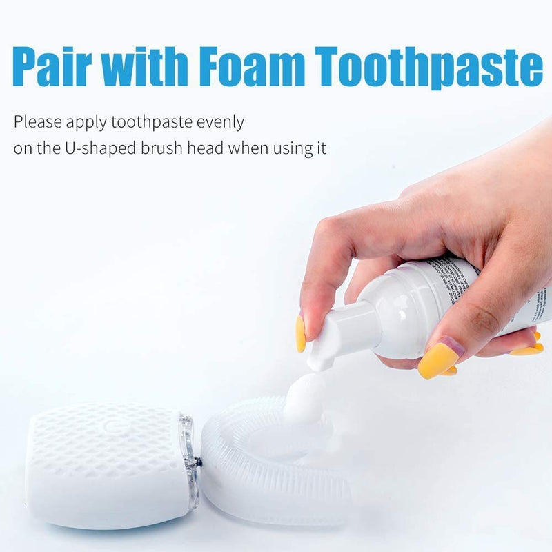 Ultrasonic Automatic Toothbrush for Adult, 360° Electric Sonic Toothbrush Teeth Whitening Kit with Automatic Timer, Wireless Charging Washable Travel Or Home (White, 1) White 1 Count (Pack of 1)