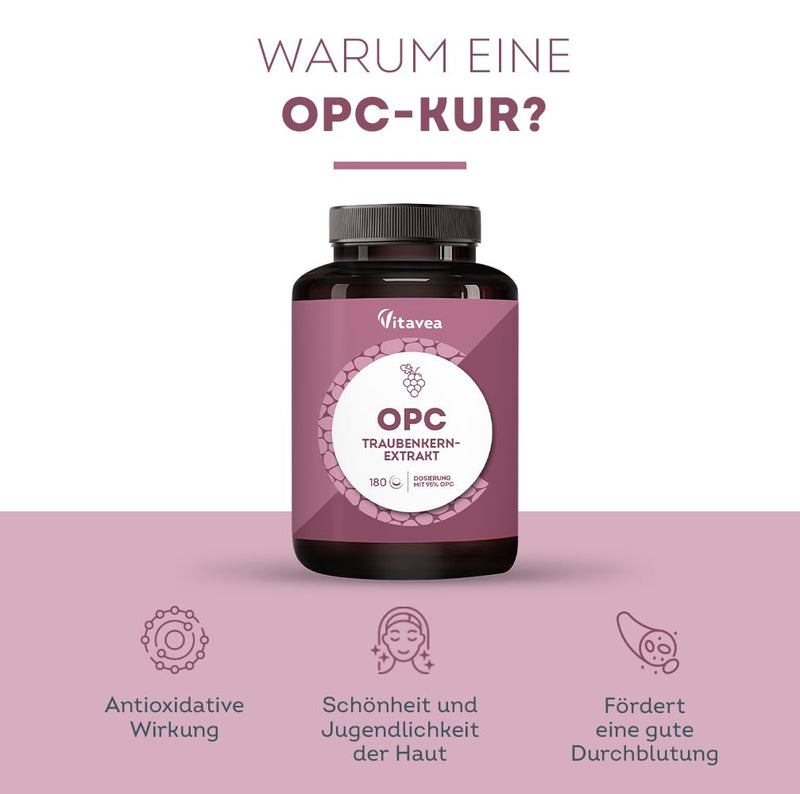 [Australia] - OPC grape seed extract - high dosage with 95% pure OPC - from French grapes - laboratory tested (HPLC method), vegan - 180 tablets - Vitavea 