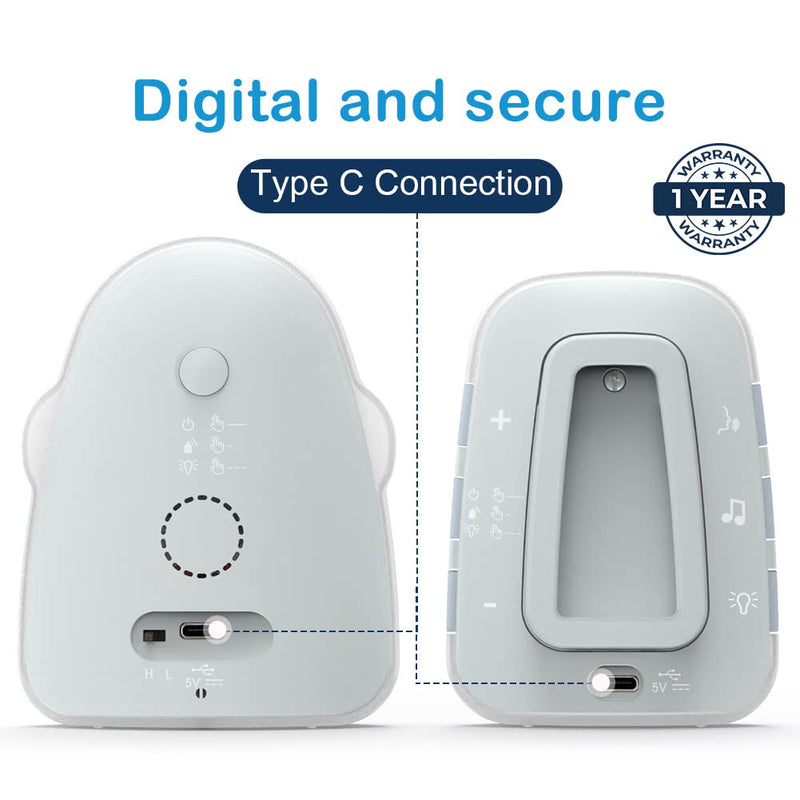 [Australia] - Audio Baby Monitor TimeFlys Twin Crown,Temperature Monitoring,Vibration,Lullabies,Rechargeable Battery,Talk Back Intercom,USB Connection,Zero Emission at Night Mode,Long Range up to 1000 ft 
