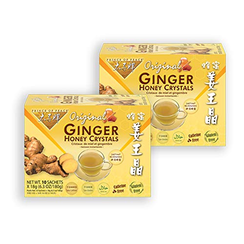 [Australia] - Prince of Peace Instant Ginger Honey Crystals, 2 Packs of 10 Sachets – Instant Hot or Cold Beverage – Easy to Brew Ginger and Honey Crystals 2 Pack 