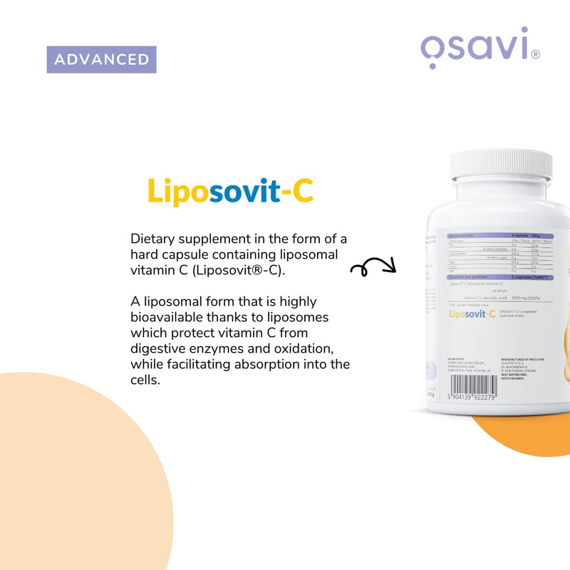 Osavi Liposomal Vitamin C – 120 Vegan Capsules | Liposomal Vitamin C (Liposovit®–C) for Enhanced Absorption | Supports Immune Function, Collagen Formation, and Energy Metabolism