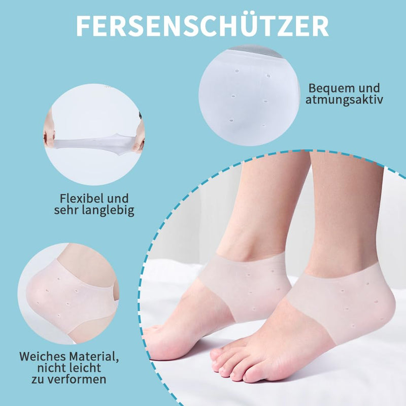 [Australia] - 2 piece combination package heel protection, silicone heel protection, heel pad, suitable for heel pain, dry cracks, plantar fasciitis, heel spurs, swollen ankles, transparent1112 