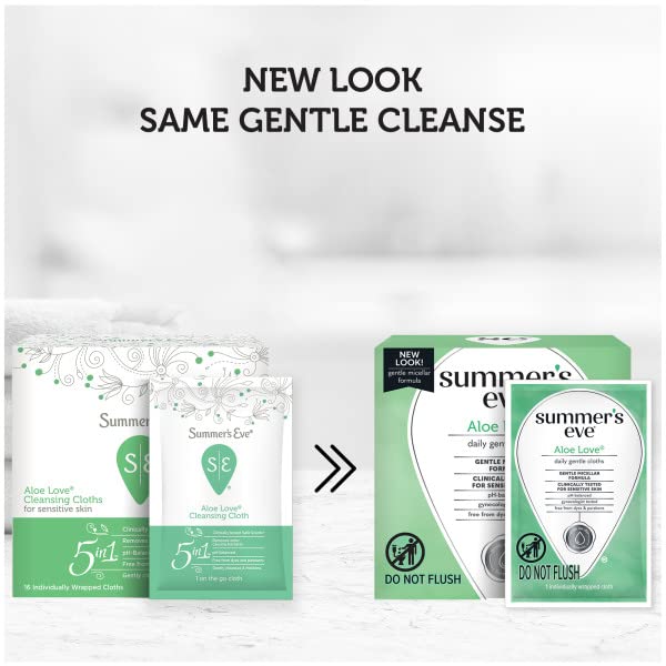 [Australia] - Summer's Eve Aloe Love Gentle Daily Feminine Wipes 16 Count, (Pack of 2) 16 Count (Pack of 2) 