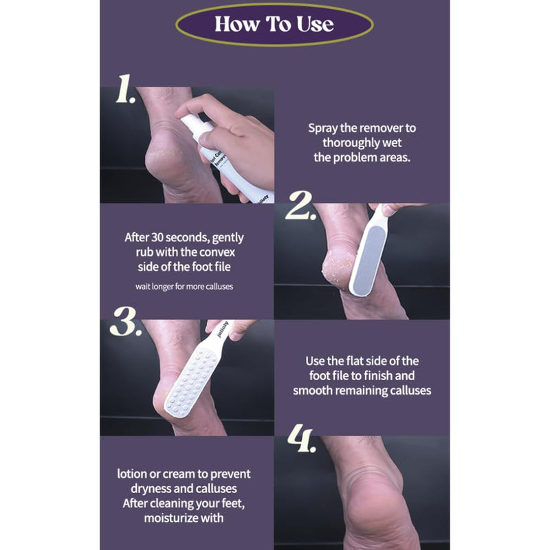 [Australia] - Foot Callus Remover Home Care Set ‚Äì Professional Stainless Foot File & Scrubber, Exfoliating Serum for Smooth Skin, Effective on Wet and Dry Feet 