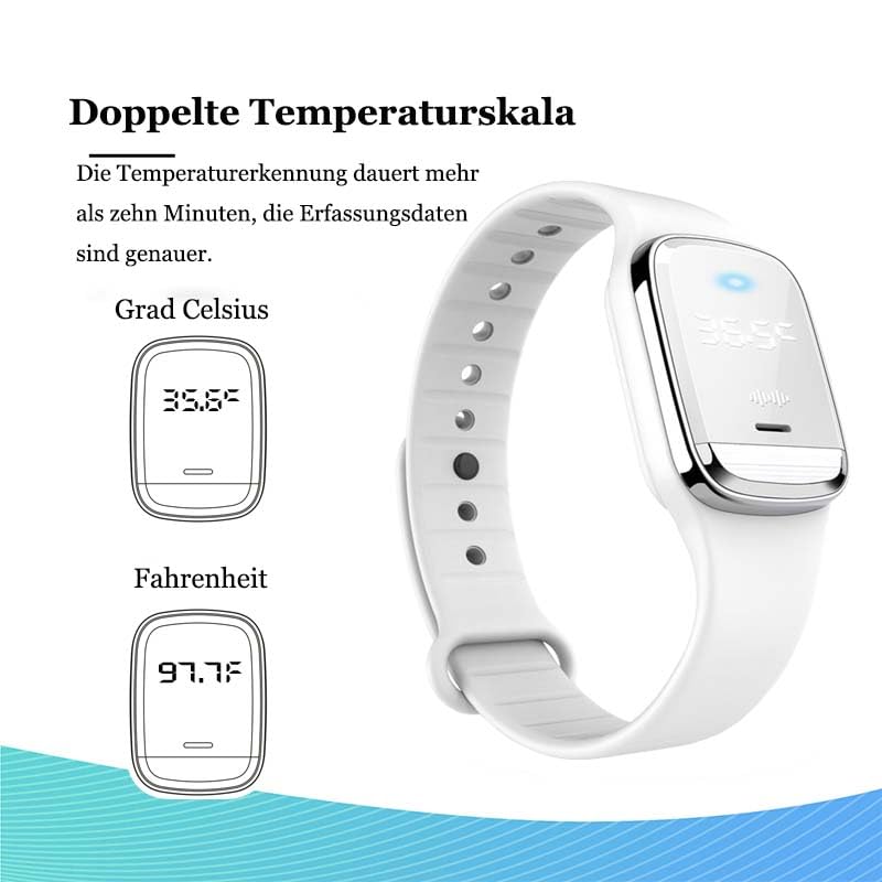 [Australia] - Feloyal Mosquito Repellent Bracelets Body Temperature Display and Mosquito Repellent Rechargeable Waterproof Ultrasonic Wrist Watch for Adults and Children Indoor Outdoor White 