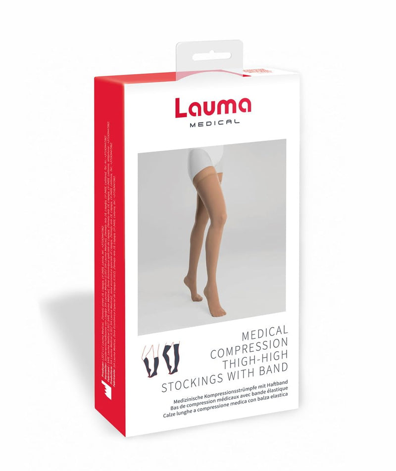 [Australia] - Lauma Medical 23-32 mmHg Compression Stockings Class 2 with Closed Toe, Varicose Veins, Frequent Swelling in Legs, Pain in Calves and Feet Beige L Size, Long 