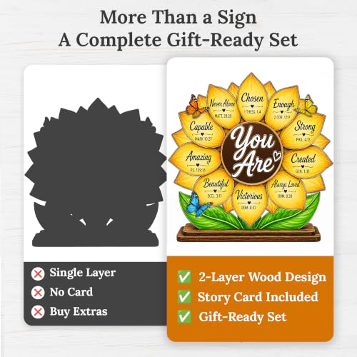 Devory Sunflower Inspirational Desk Decor with Bible Verses Sunflower religious decor