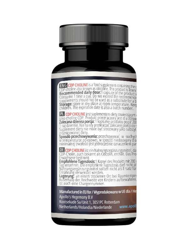 [Australia] - CDP Choline 300 mg - Citicoline 90 Vegan Capsules - 3 Month Supply - Lipid Choline - Highly effective nootropic supplement to improve memory and concentration - from Apollo's Hegemony 