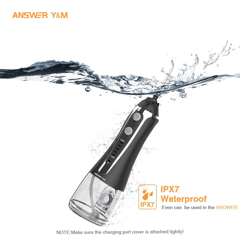 [Australia] - Oral Irrigator Test Winner 2024, Mouth Cleaner, 300ML Wireless Oral Irrigator for Removes Food Remains and Cleans Teeth, IPX7 Oral Irrigator Home & Travel for Braces and Bridge ASIN (Black) Black 