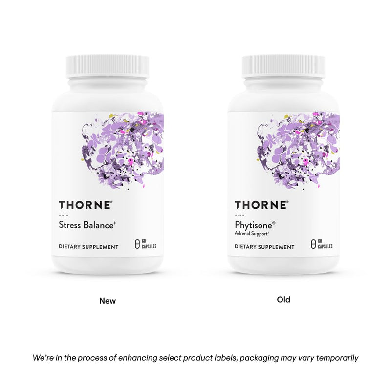 [Australia] - THORNE Stress Balance (Formerly Phytisone) - Adrenal Support Supplement with Vitamin C & Ashwagandha - Dairy-Free Health Support - 60 Capsules - 30 Servings 