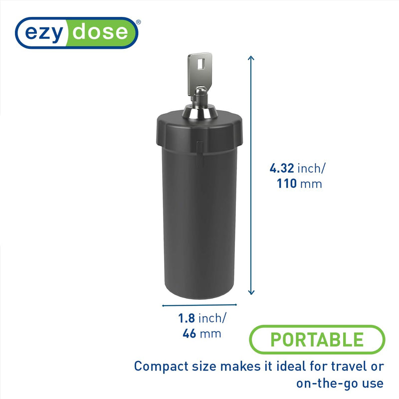 EZY DOSE Pill Box and Medicine, Vitamin Container, Safe for Money & Travel Items, Perfect for On-The-Go, Durable Canister, 2 Keys with Lock, Large, Black, BPA Free | Secure Storage Protects Contents with Dual Key Lock System, Durable Build Ideal For Pe...