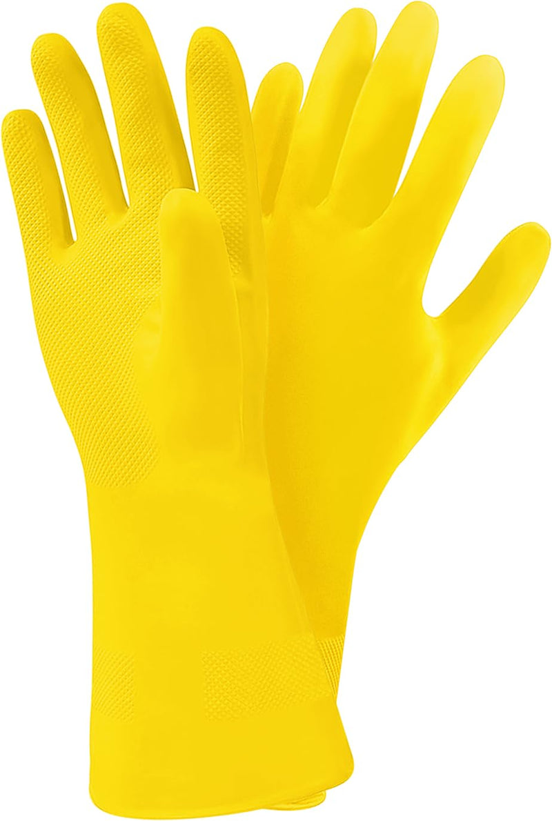 [Australia] - SteadMax 3/6 Pairs Cleaning Gloves, Reusable Natural Rubber Dish Gloves, Latex Non-Slip Gloves for Kitchen and Household… Large 3 Pack 