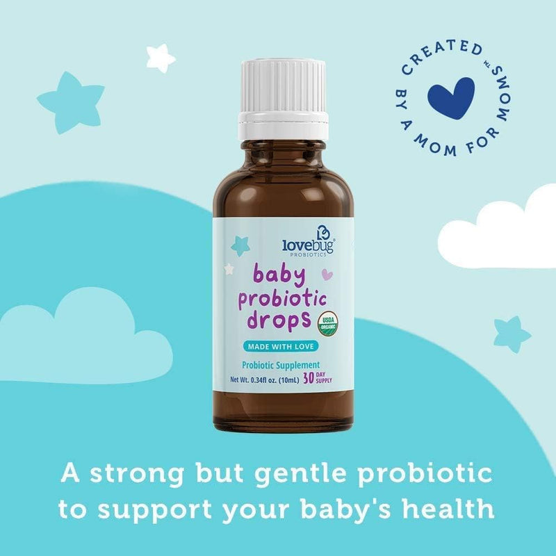 [Australia] - Lovebug Award Winning USDA Organic Probiotic for Infants & Babies | Helps with Colic, Reflux, Diarrhea, Constipation & Gas | Multi-Strain 5 Billion CFU | Liquid Drops | Ages 0-24 Months 0.34 Fl Oz (Pack of 1) 