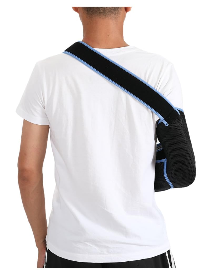 [Australia] - ArmoLine Deluxe Arm Sling Breathable Fabric for Black Broken Arm Bandage for broken wrist shoulder immobilizer (M) M 