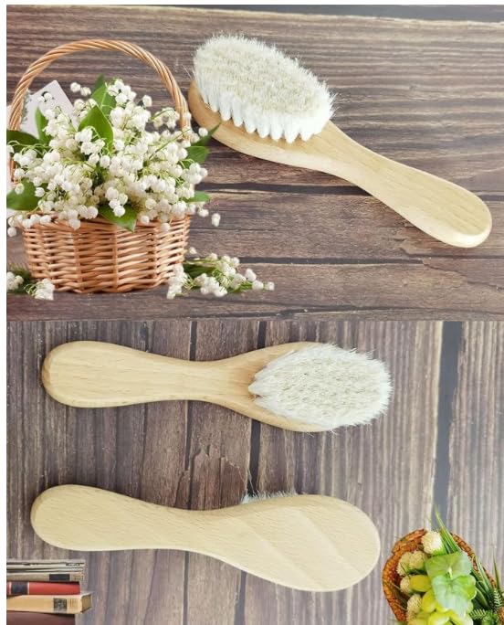 [Australia] - Baby Hair Brush, Wooden Baby Hair Brush for Newborns & Toddlers, Super Soft Goat Bristles Hair Brush, Toddler Hair Brush,Ideal for Cradle Cap (2PCS) 2pcs Brush 