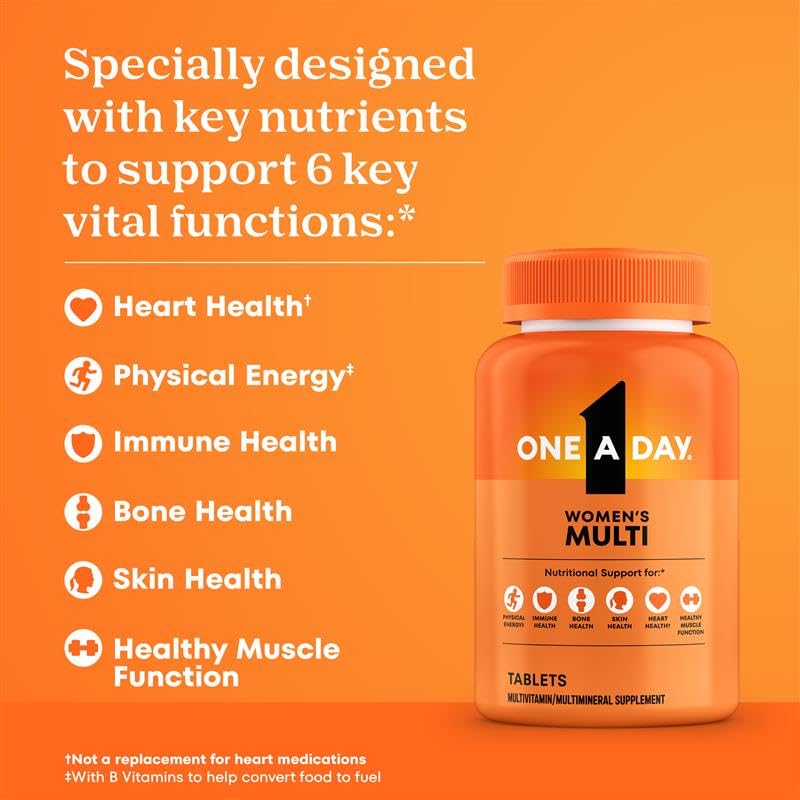 One A Day Multivitamin for Women- Daily Vitamins for Woman with Biotin, Calcium, Folic Acid, Iron & Zinc, Complete Women’s Vitamins, 200 Ct (Packaging May Vary) Women's 200ct