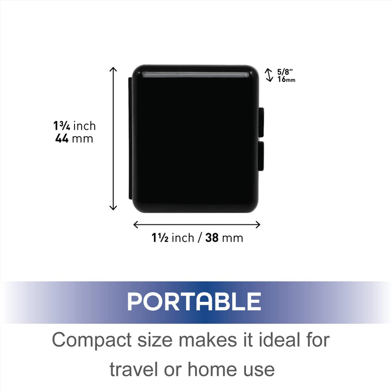 Remind N' Time Daily Travel Pill Organizer, Black & White, 2 Pack | Daily Vitamin & Supplement Planner, Portable AM/PM Pocket Pharmacy Cases, Compact and Easy to Use, Travel-Friendly, BPA-Free