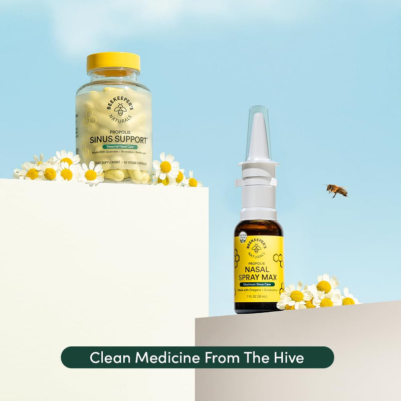 [Australia] - Beekeeper's Naturals Propolis Nasal Rinse Spray Max, Relief for Adults w/Eucalyptus, Oregano & Saline, Clears Nasal Congestion, Moisturizes Sinus Canal, & Decongest Sinus Cavities, 1 fl oz 1 Fl Oz (Pack of 1) 