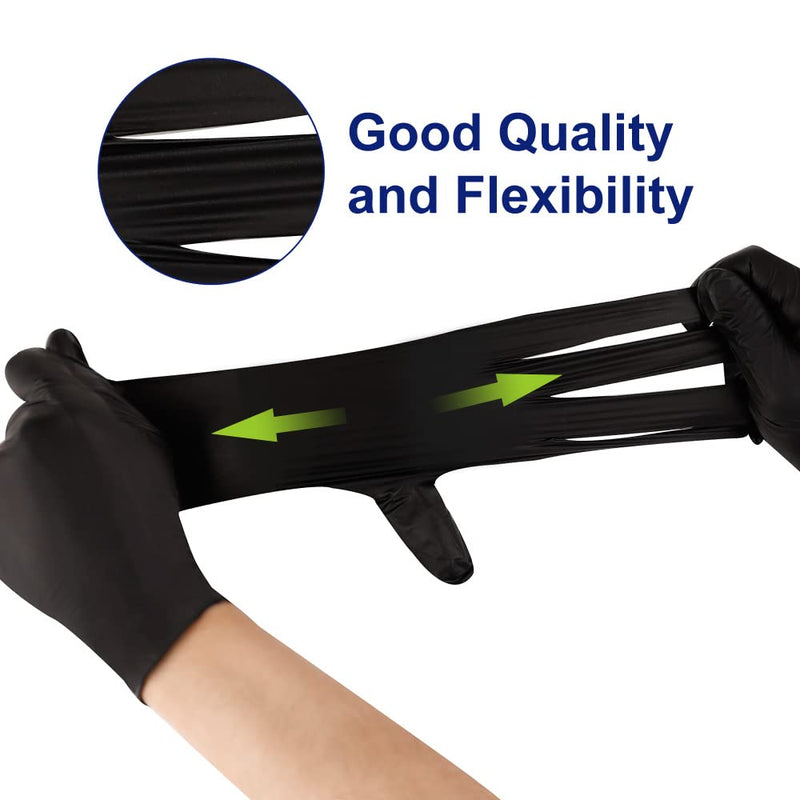 [Australia] - KKD Nitrile Gloves Disposable 100 Count 5.5 Mil Latex Free & Powder Free Gloves For Cooking, Cleaning, Insdustrial and Salon Use, Black, Large B-black-large (100 Count) 