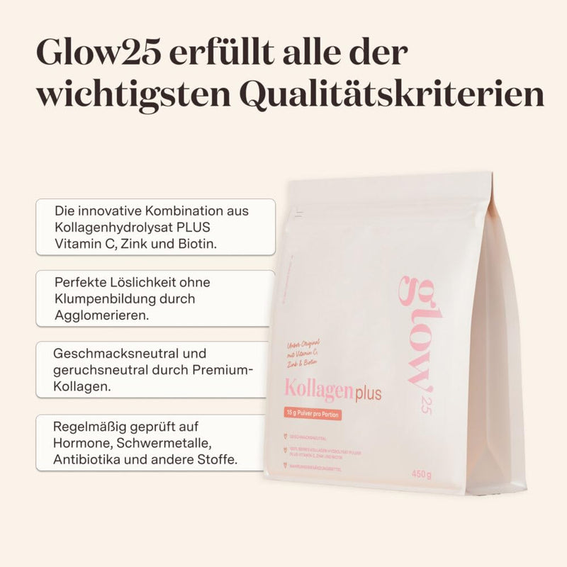[Australia] - Glow25® Collagen Plus [450g] - with vitamin C, zinc and biotin - premium collagen hydrolyzate - peptides type 1 and 3 - perfect solubility 450g 