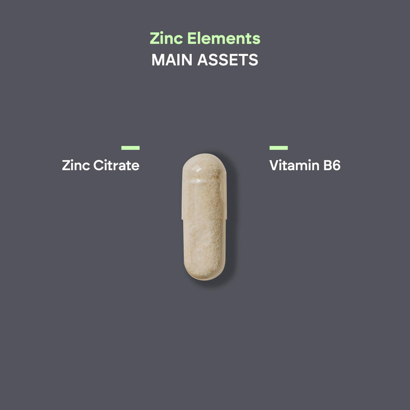 Zinc Supplements with Zinc Citrate and Vitamin B6 for Women and Men - 120 Vegan Capsules Nutralie