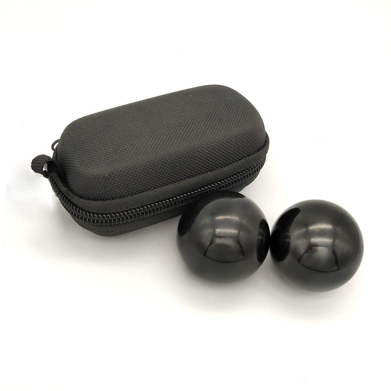 [Australia] - Z QINGZHENG 2pcs 1.57Inch Baoding Fitness Ball, Solid Chrome Steel Health Exercise Massage Handball Boiled Black 