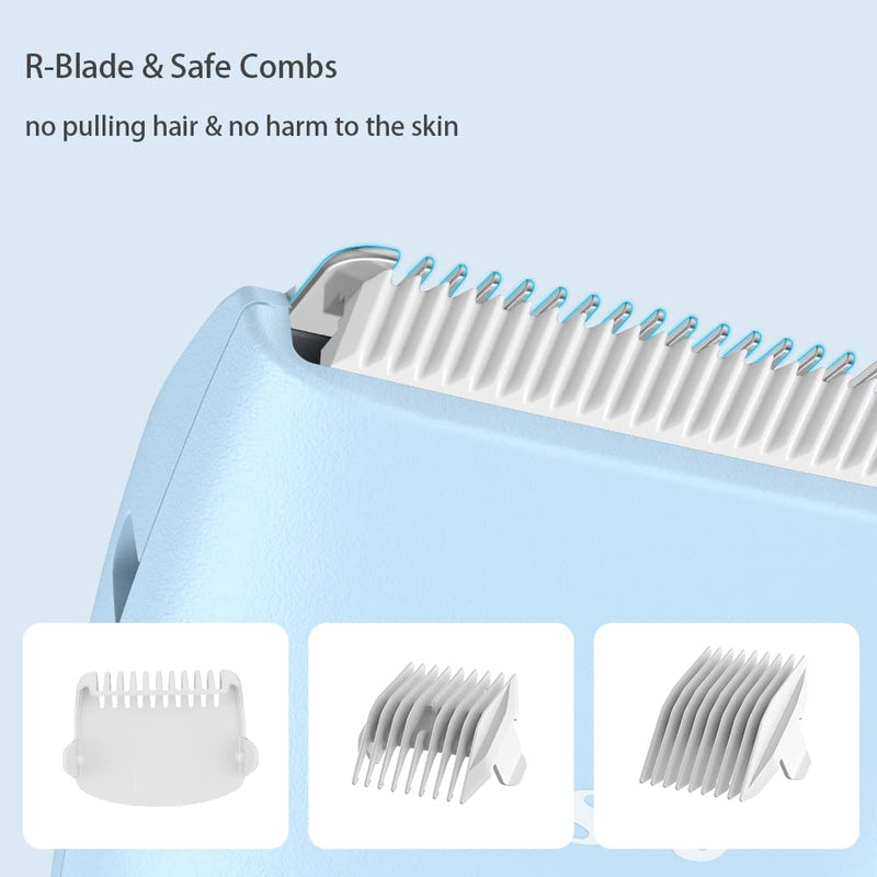 Favrison Baby Hair Clippers, Professional Quiet Hair Trimmer for Kids and Toddler, Waterproof & Rechargeable Cordless Hair Cutting Machine for Children, with LCD Display Blue