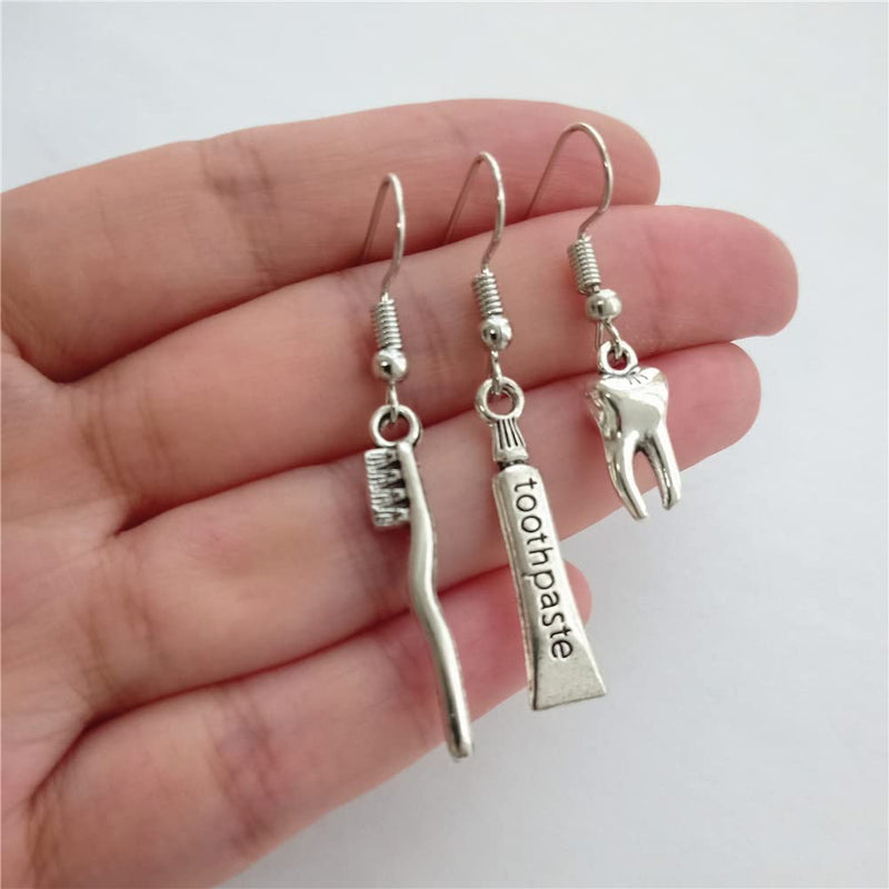 [Australia] - 3pcs Tooth Earrings Set, Toothpaste and Toothbrush, Cute Teeth Jewelry, Mom 