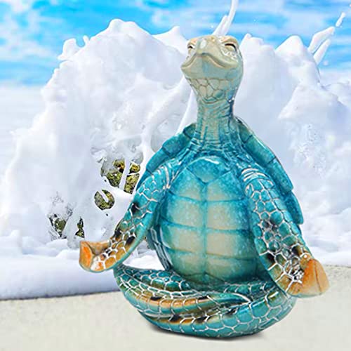 Meditating Sea Turtle Statues Yoga Zen 2Pcs Resin Beach Home Decor