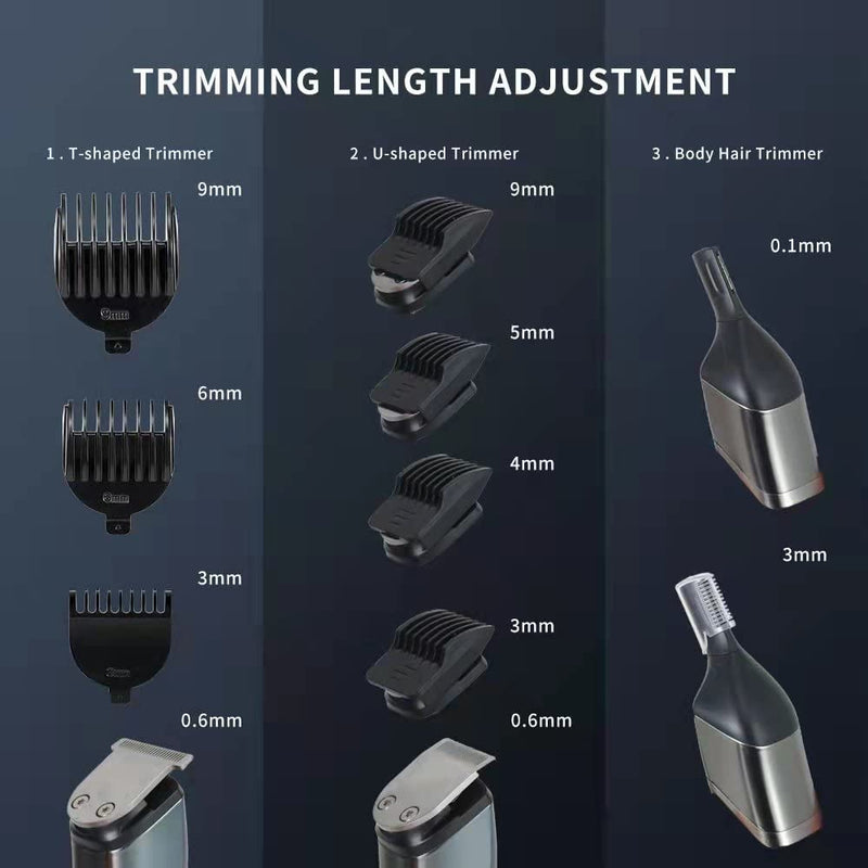 [Australia] - GEEGVV Haokry Beard Trimmer, Cordless Hair Clippers, Waterproof Body Mustache Nose Ear Facial Cutting Groomer, Electric Shaver 6 in 1 Grooming Kit for Men 