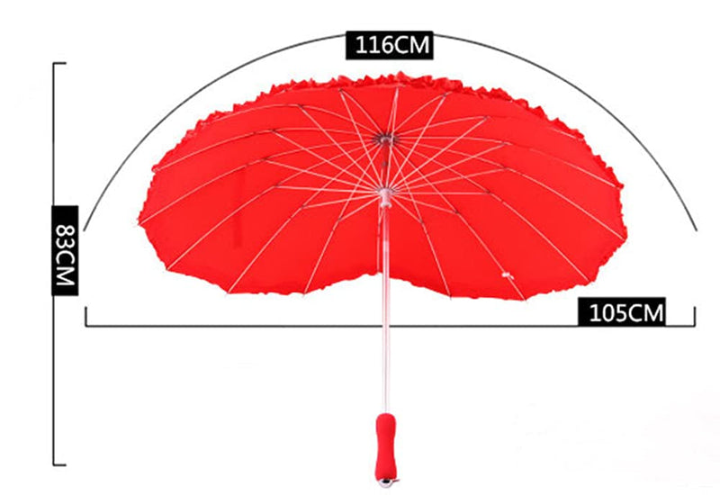Forever Love Parasol Lace Heart-shaped Red Umbrella Girls Umbrella for Valentine, Wedding, Engagement and Photo Props (Red)