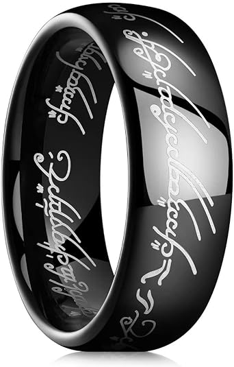 BOMSI The One Ring Lord The Rings Style Tungsten Ring Gold Color Lord Rings Laser Etched Black 6