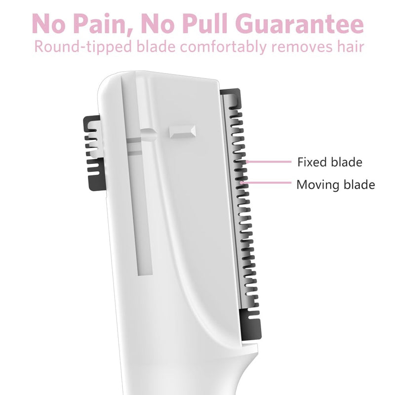 [Australia] - Funstant Precision Eyebrow Razor Battery Operated Eyebrow Trimmer for Face, Electric Facial Hair Trimmer for Women with Comb for Chin and Neck, No Pulling, Painless Pink Pink 