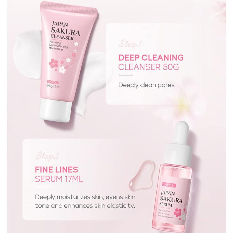1 Pack Skin Care Set, Containing Deep Cleansing Facial Cleanser+ Hydrating Facial Cream + Skin Refining Facial Serum+Firming Eye Cream, Smoothing Fine Lines