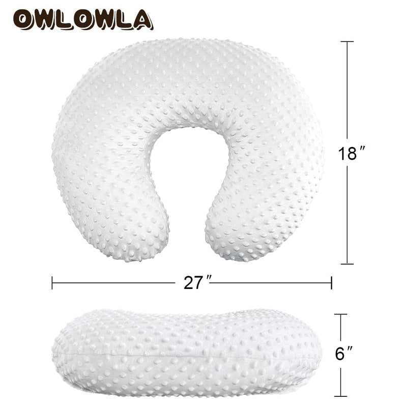 [Australia] - OWLOWLA 2Pack Nursing Pillow Covers Set White&Khaki Breastfeeding Pillow Slipcover Fits Naked Nursing Pillow for Baby Boy Girl(White/Khaki) White/Khaki 