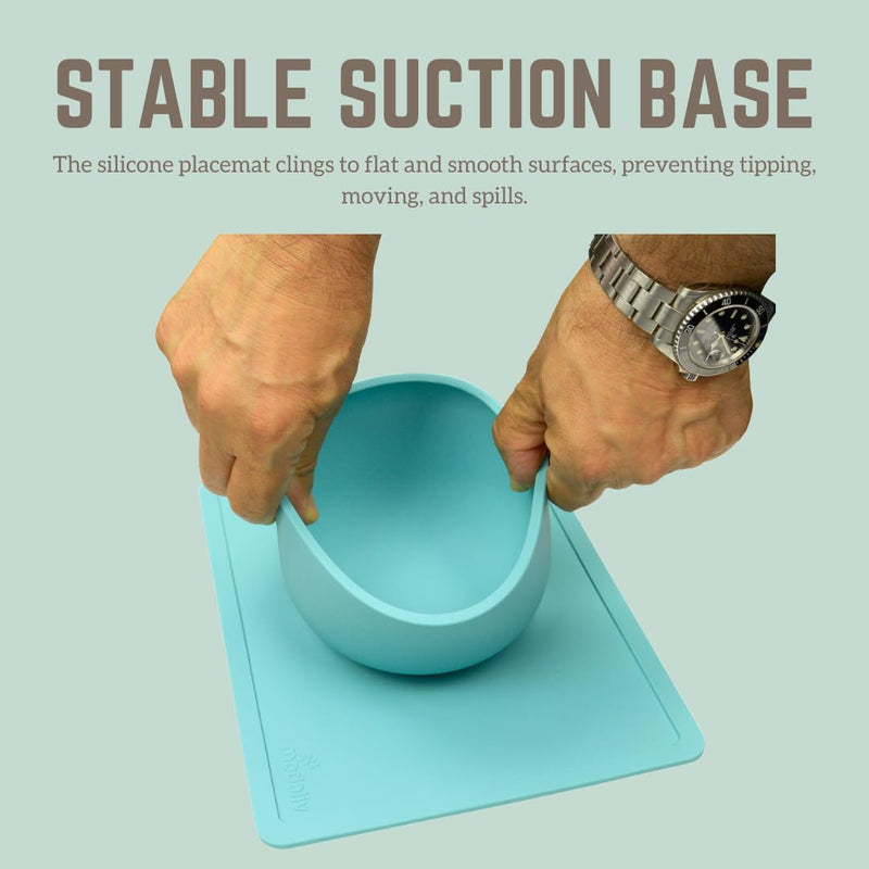 [Australia] - Modaliv 34oz Adult Scooper Bowl with Suction Base – Adaptive Silicone Placemat for Stroke Recovery, Elderly, or Disabled – Microwave & Dishwasher Safe – Non-Slip Feeding Aid (Turquoise) Turquoise 
