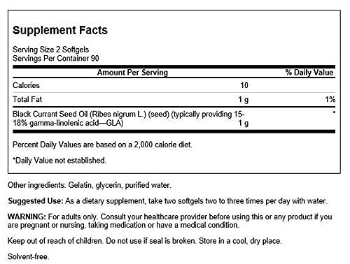 Swanson Black Currant Seed Oil - Herbal Supplement Promoting Immune System & Heart Health Support - Natural Formula Supporting Joints Health - (180 Softgels, 500mg Each) 1