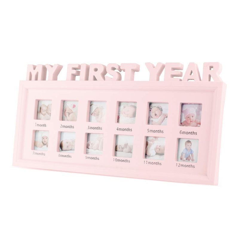[Australia] - ESTAMICO My First Year Frame Baby Picture Keepsake Frame for Photo Memories, Pink 