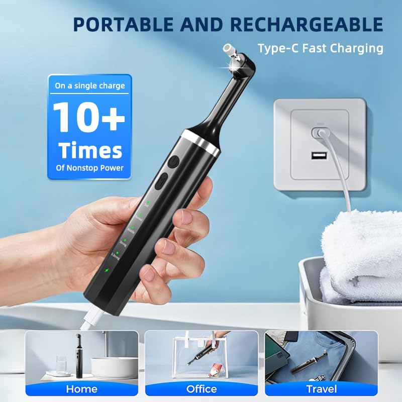 [Australia] - Teeth Polisher with 5 Brush Heads 8 Polish Pastes 5 Speed Modes and LED Light IPX6 Waterproof Tooth Polishing Kit Teeth Cleaner Tools for Home Use Teeth Whitening and Cleaning Style 2 