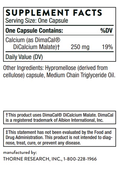 [Australia] - Thorne Calcium - (Formerly DiCalcium Malate) - Chelated Calcium for Enhanced Absorption with DimaCal for Bone Density Support - 120 Capsules 