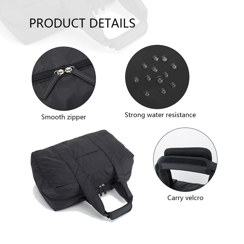 folding leisure trave duffel tote bag zipper nylon waterproof bag Lightweight Duffle Bags For Women & Men Black/174