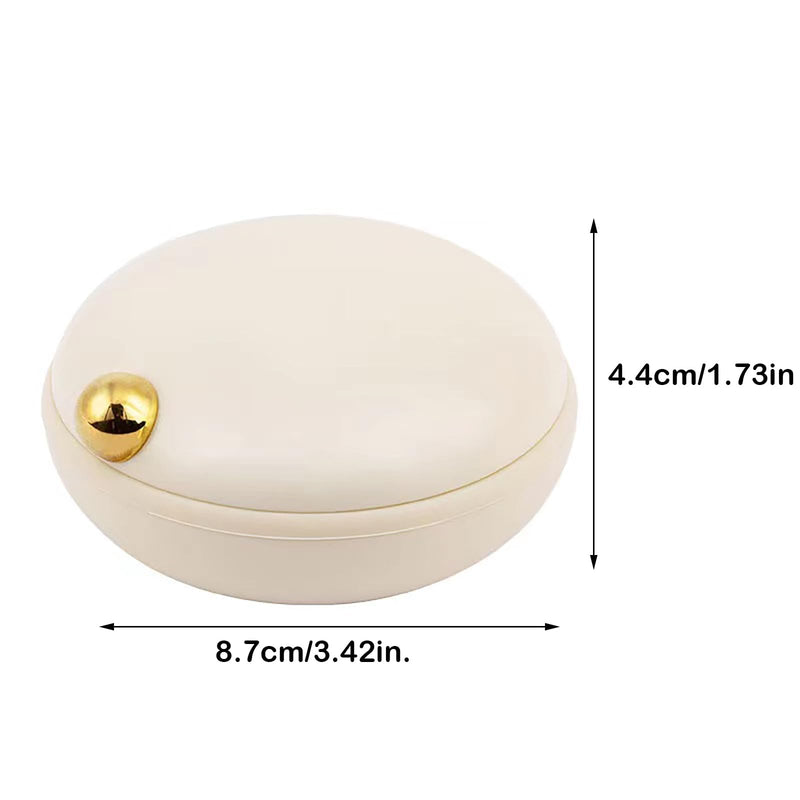 2PCS Travel Pill Organizer, 4-Compartment Pill Travel Case, Portable Jewelry Box Earring Case for Pocket Purse Medicine Vitamin Container Holder (Beige, 8.4 * 8.7 * 4.4cm) Beige
