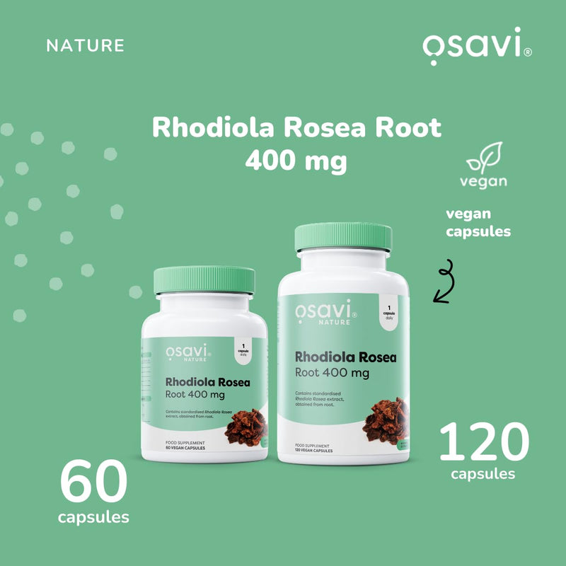 Osavi Rhodiola Rosea Root 400mg – 120 Vegan Caps | Adaptogenic Support for Reducing Stress–Induced Fatigue and Enhancing Mental & Physical Wellbeing 120 count (Pack of 1)